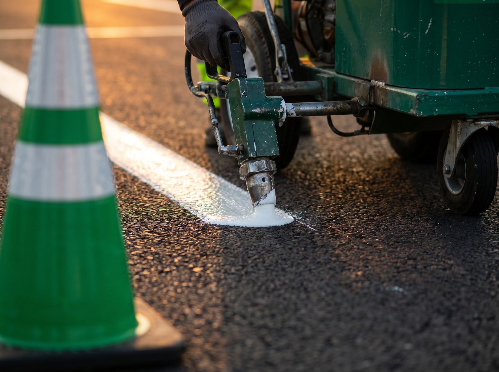 Demarcação de vagas com linhas recém pintadas em Curitiba