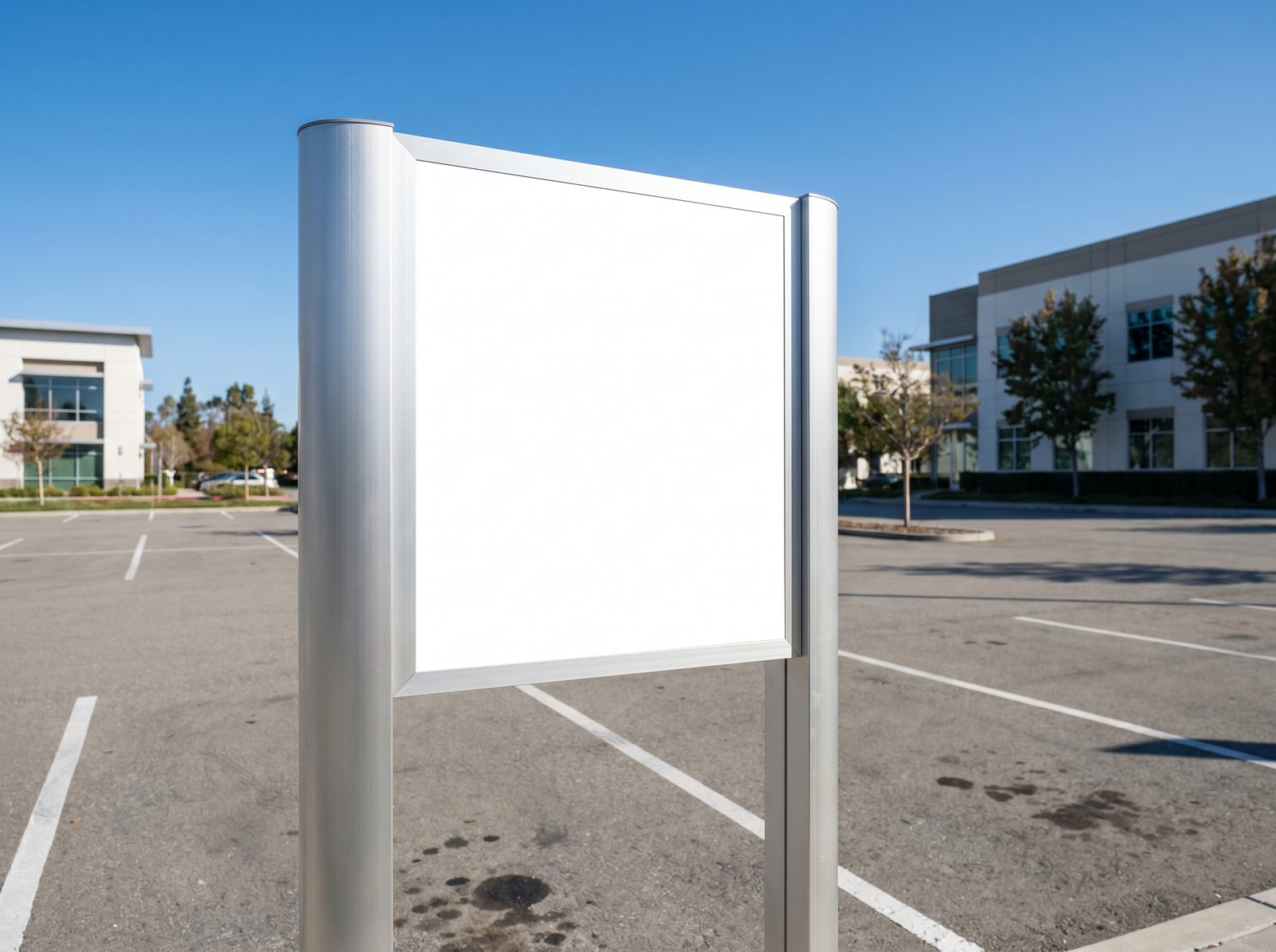 Placas de sinalização vertical instaladas em estacionamento